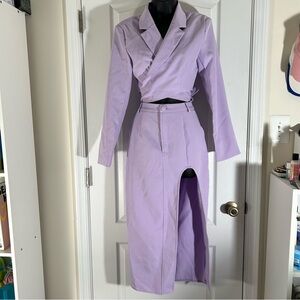 Missguided lavender ear cropped wrap blazer top blazer top sz 6